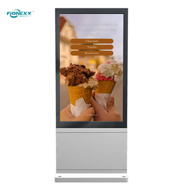 Buon prezzo 43 pollici di argento AD Board Outdoor senza ventilatore Verticale Totem digitale in linea