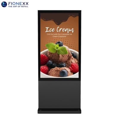 Buon prezzo Schermo pubblicitario digitale verticale totem esterno da 55 pollici nero, senza ventola, resistente per esterni in linea