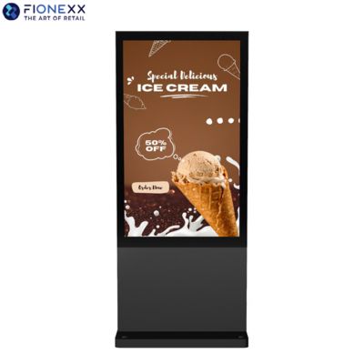 Buon prezzo Schermo pubblicitario esterno di alta qualità da 43 pollici, nero, tabellone pubblicitario, totem digitale verticale senza ventola per esterni in linea