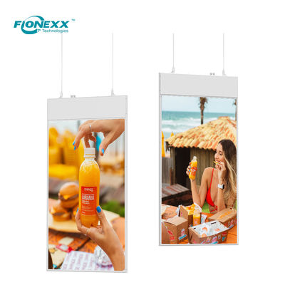 Buon prezzo Doppia facciata 700nits Digital Signage sospeso 55 pollici soffitto in linea