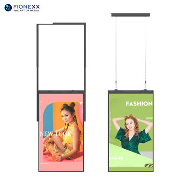 Display pubblicitario verticale appeso al soffitto Display a finestre a doppio lato da 43 pollici
