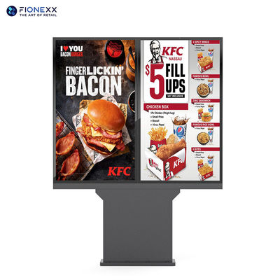 Drive Through Restaurants Menù Digital Signage Outdoor Standing Waterproof Kiosk Touch Order Screen
