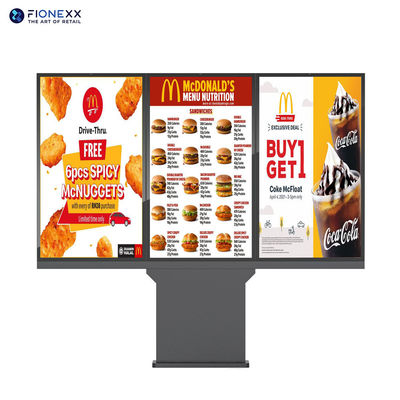 55 pollici Drive Through Digital Menu Board IP66 Chiosco di segnaletica digitale esterna