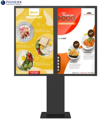 55 pollici Outdoor Drive Through Digital Signage Impermeabile a doppio schermo Drive Through Menu Boards Display LCD Digital Signage Per ristoranti all'aperto