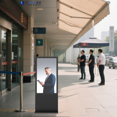 Buon prezzo Black Android Outdoor senza ventole Totem digitale verticale Materiale personalizzato Display Outdoor Display Outdoor Digital Signage in linea