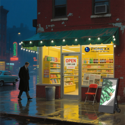 Display pubblicitario mobile a batteria IP55