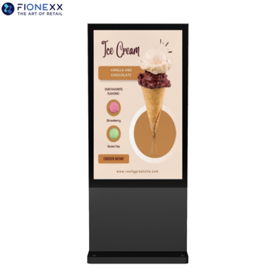 Buon prezzo 65 pollici finestre nere esterne senza ventilatore verticale Totem digitale esterno display pubblicitario durevole in linea