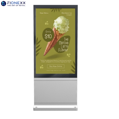Buon prezzo 55 pollici di argento AD Board Outdoor senza ventilatore verticale Totem digitale Outdoor durable display pubblicitario in linea