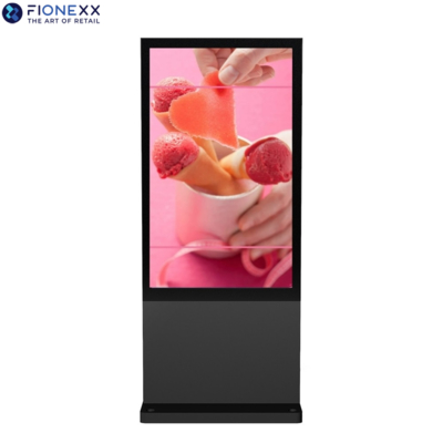 Buon prezzo 75 pollici nero Android all'aperto display pubblicitario resistente all'aperto senza ventole Totem digitale verticale in linea